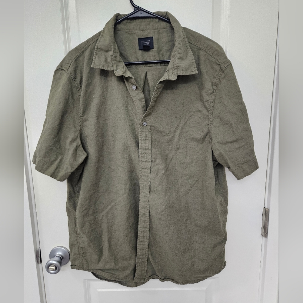 14th & Union Linen & Cotton Short Sleeve Button-Up Shirt XL